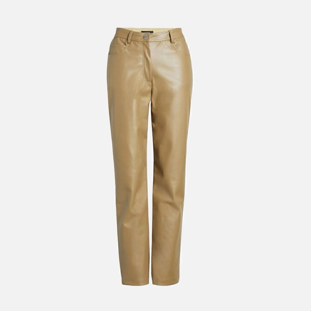 HALOGEN NWT 5 pocket faux leather pants in Olive Italy Size 10